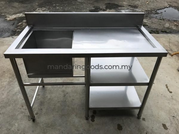 1 Bowl Stainless Steel Sink Table with Shelves