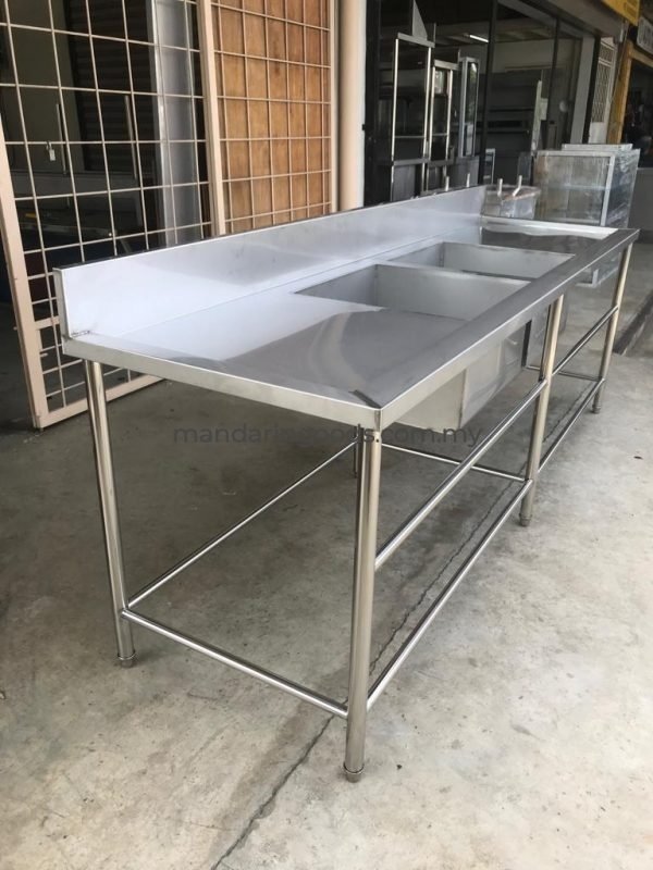 3 Bowl Stainless Steel Sink Table