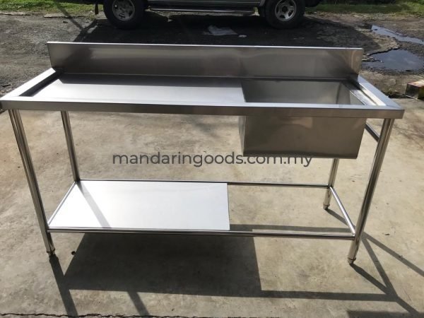 Single Bowl Stainless Steel Sink Table with Shelf