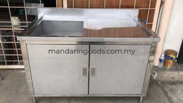 Stainless Steel Single Bowl Left Sink Table with Cabinet