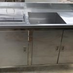 Stainless steel tea counter with cabinet