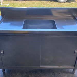 Stainless Steel Single Bowl Center Middle Sink Table with Cabinet